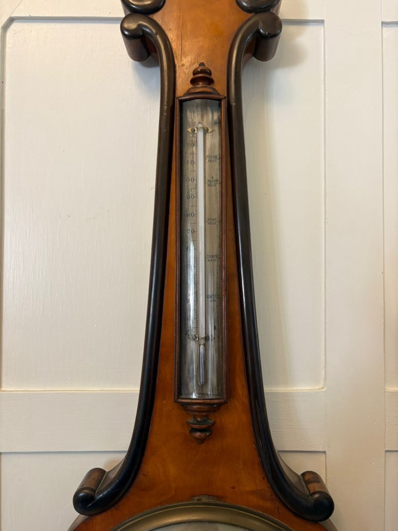 Antique Victorian English Walnut Wheel Barometer by G & L Guanziroli London - Image 4